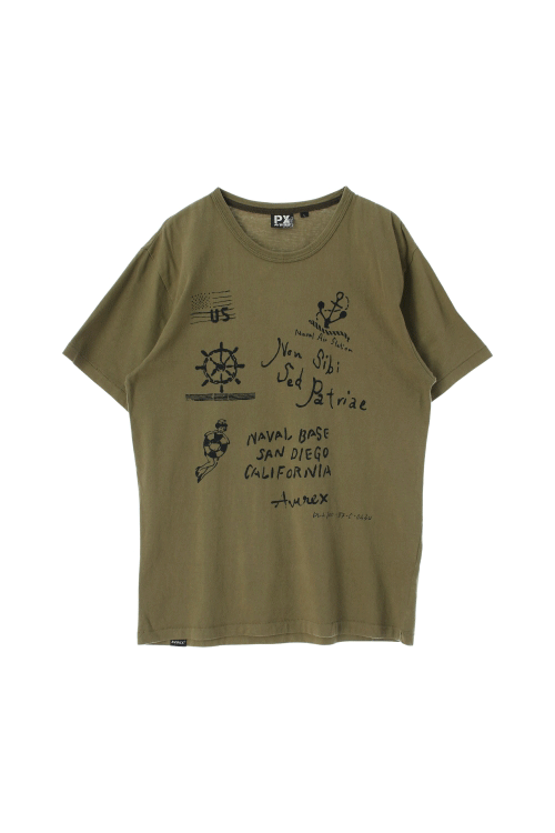 아비렉스 (Man - L) 코튼 로고 그래픽 크루넥 반팔 티셔츠